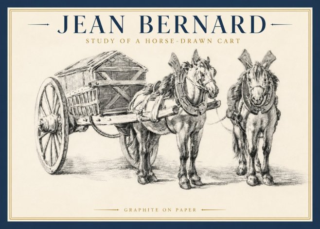 Jean Bernard Horse Team and Cart No4 - Affiche