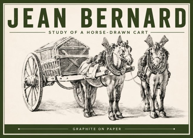 Jean Bernard Horse Team and Cart No6 - Affiche
