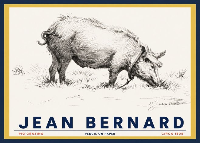 Jean Bernard Pig Grazing No3 - Affiche