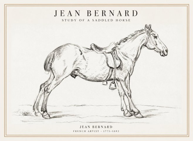 Jean Bernard Study of a Saddled Horse No1 - Affiche