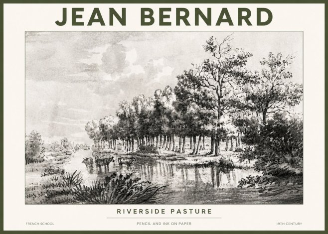 Jean Bernard Riverside Pasture No4 - Affiche