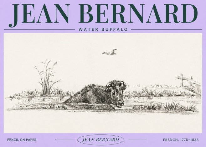 Jean Bernard Study of a Water Buffalo No4 - Affiche