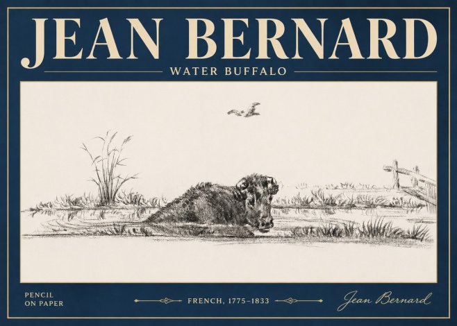 Jean Bernard Study of a Water Buffalo No5 - Affiche