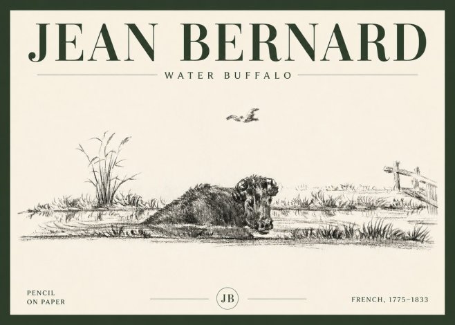 Jean Bernard Study of a Water Buffalo No6 - Affiche