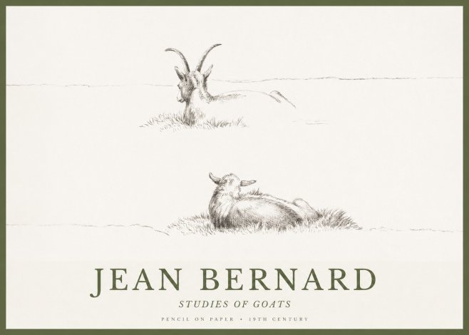 Jean Bernard Two Goats Resting No2 - Affiche