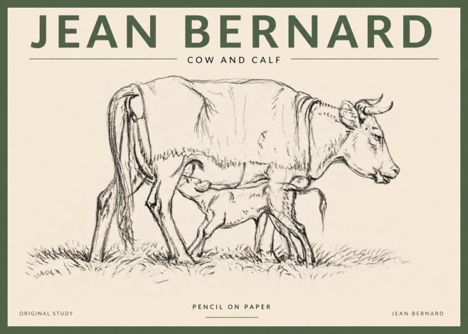 Jean Bernard Cow and Calf II No3 - Affiche