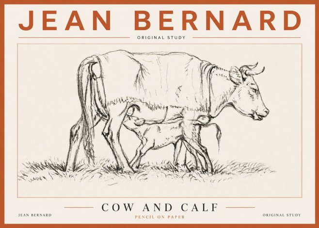 Jean Bernard Cow and Calf II No5 - Affiche