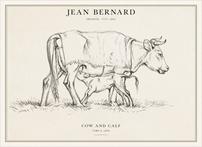 Jean Bernard Cow and Calf II No6 - Affiche
