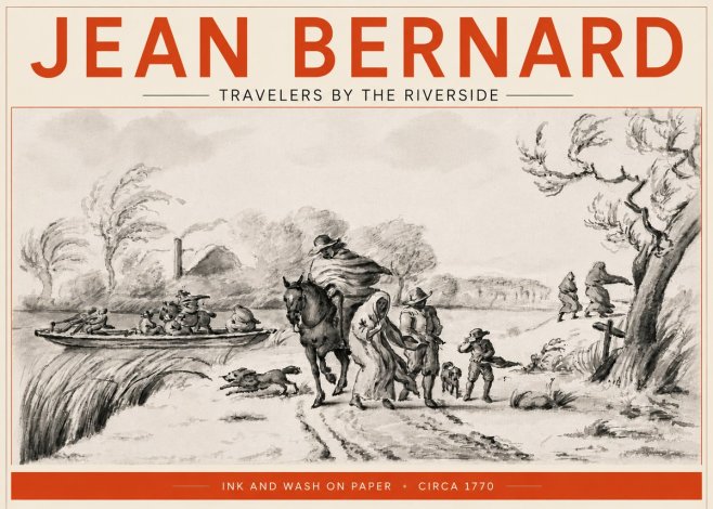 Jean Bernard Travelers by the Riverside No5 - Affiche
