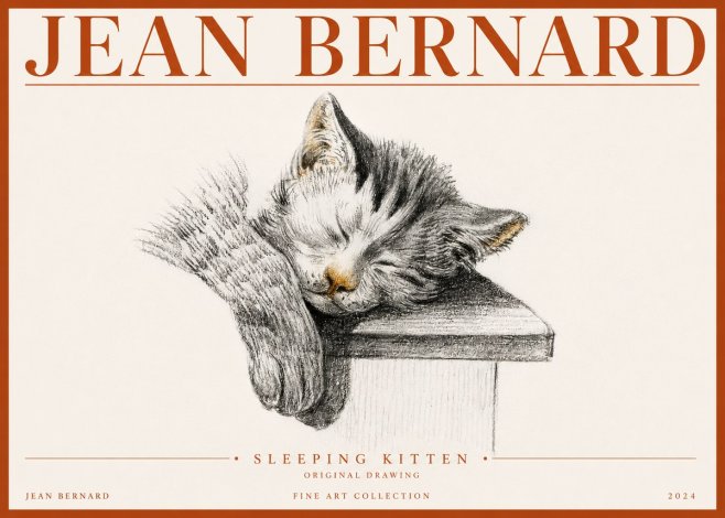 Jean Bernard Sleeping Kitten No4 - Affiche