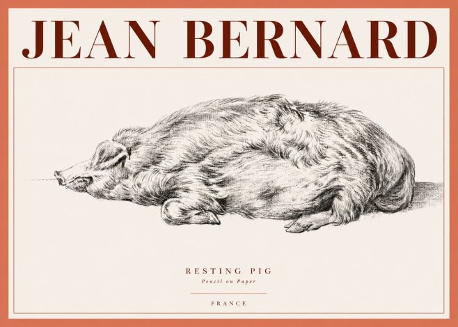 Jean Bernard Resting Pig II No4 - Affiche