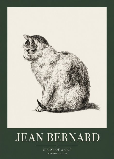 Jean Bernard Study of a Cat IV No1 - Affiche