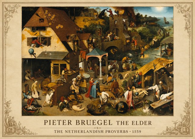 Pieter Bruegel The Netherlandish Proverbs I No1 - Affiche
