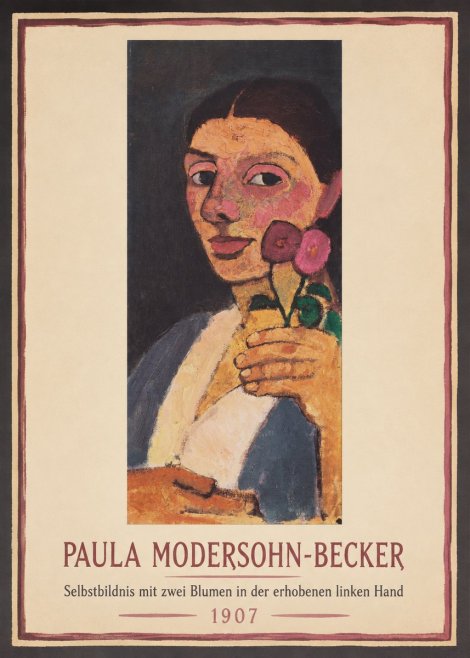 Paula Modersohn-Becker Selbstbildnis Mit Zwei Blumen in Der Erhobenen Linken Hand No1 - Affiche