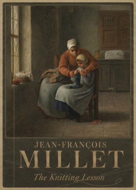 Jean-François Millet The Knitting Lesson II No5 - Affiche