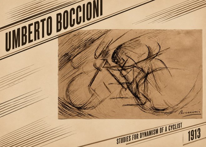 Umberto Boccioni Studies for Dynamism of a Cyclist No2 - Affiche