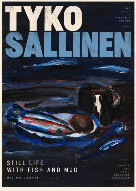 Tyko Sallinen Still Life with Fish and Mug No2 - Affiche