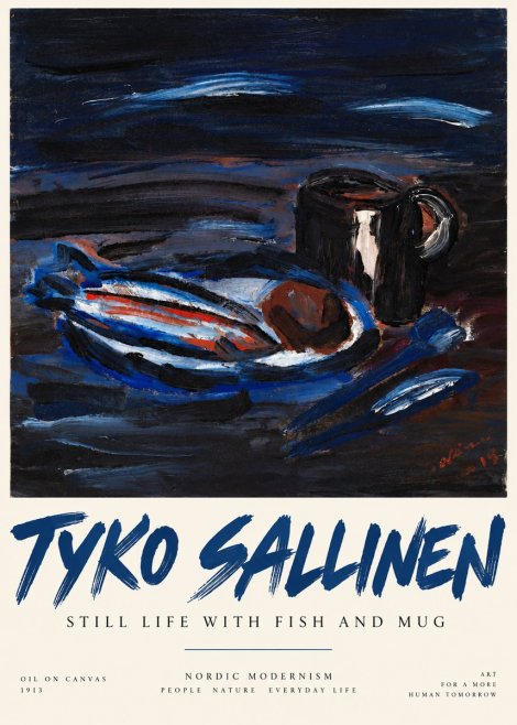 Tyko Sallinen Still Life with Fish and Mug No3 - Affiche