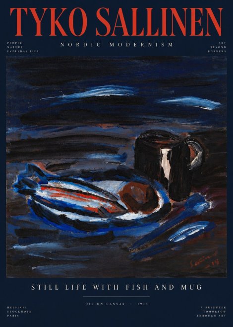 Tyko Sallinen Still Life with Fish and Mug No4 - Affiche