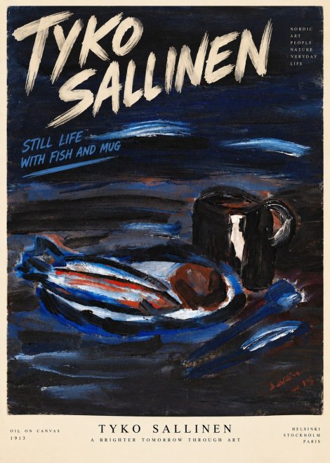 Tyko Sallinen Still Life with Fish and Mug No6 - Affiche