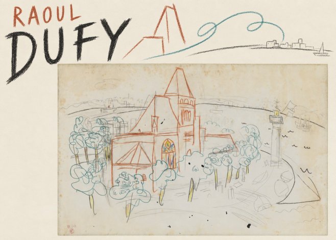 Raoul Dufy Coastal Church and Lighthouse No5 - Affiche