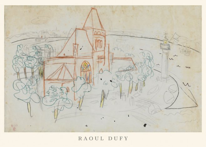 Raoul Dufy Coastal Church and Lighthouse No6 - Affiche