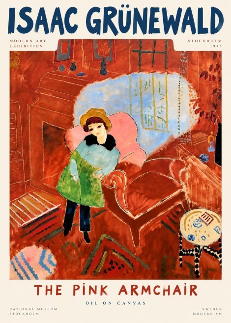 Isaac Grünewald Interior with Young Girl No5 - Affiche