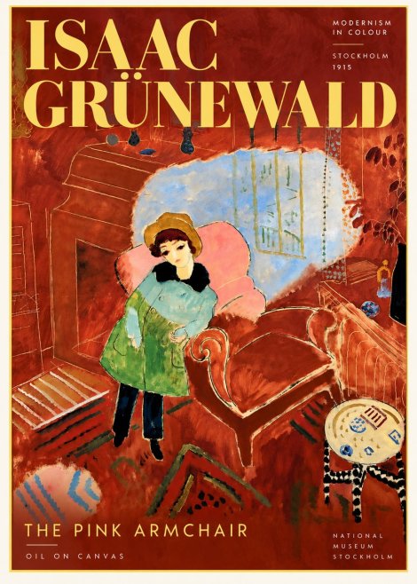 Isaac Grünewald Interior with Young Girl No6 - Affiche