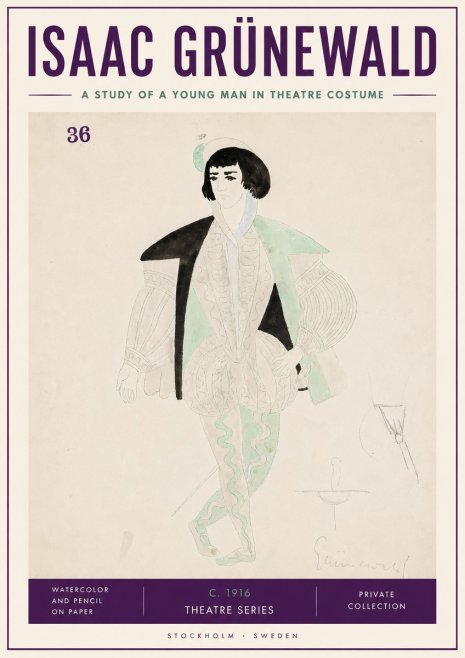Isaac Grünewald A Study of a Young Man in Theatre Costume No3 - Affiche