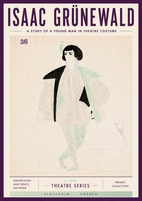 Isaac Grünewald A Study of a Young Man in Theatre Costume No5 - Affiche