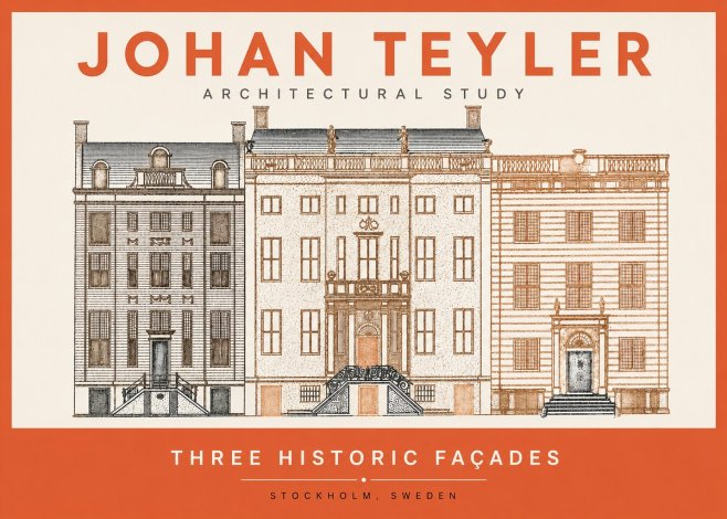 Johan Teyler Architectural Study - Three Historic Façades No2 - Affiche