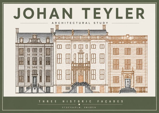 Johan Teyler Architectural Study - Three Historic Façades No3 - Affiche