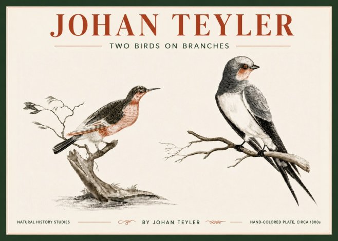 Johan Teyler Two Birds on Branches No6 - Affiche