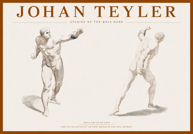 Johan Teyler Studies of the Male Nude No1 - Affiche