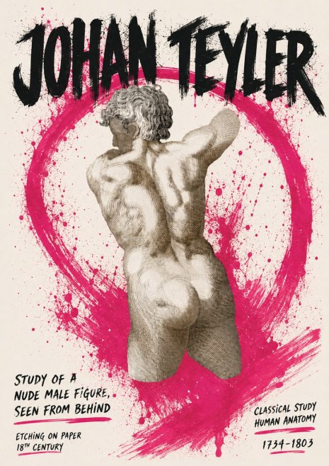 Johan Teyler Study of a Nude Male Figure, Seen from Behind No5 - Affiche