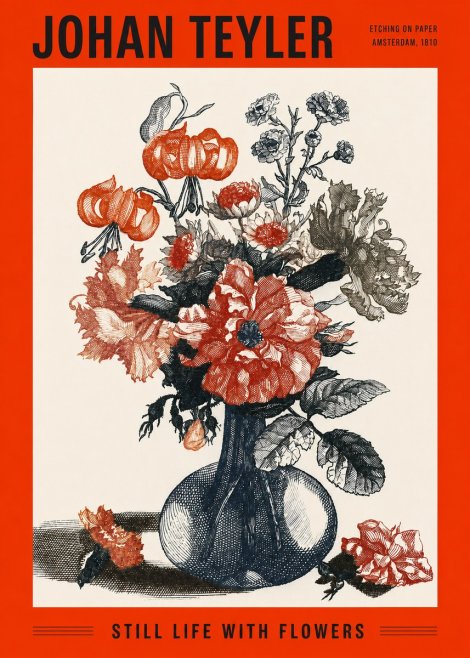 Johan Teyler Still Life with Flowers No2 - Affiche