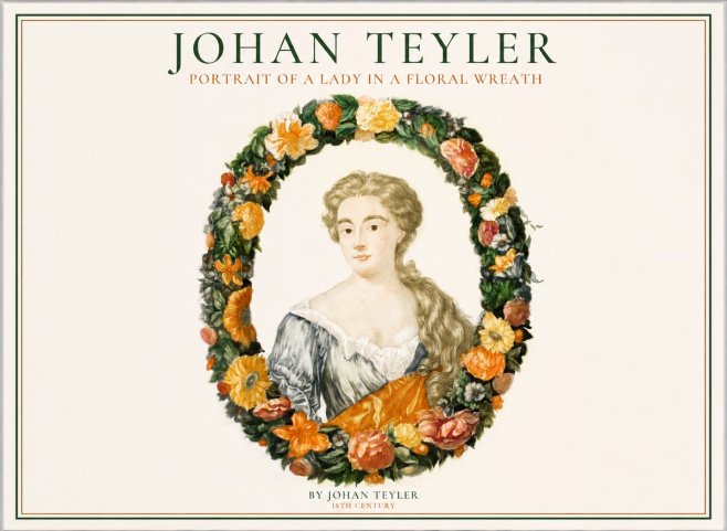 Johan Teyler Portrait of a Lady in a Floral Wreath No1 - Affiche