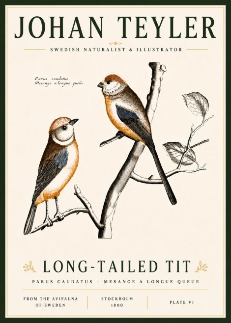 Johan Teyler Long-tailed Tit No6 - Affiche