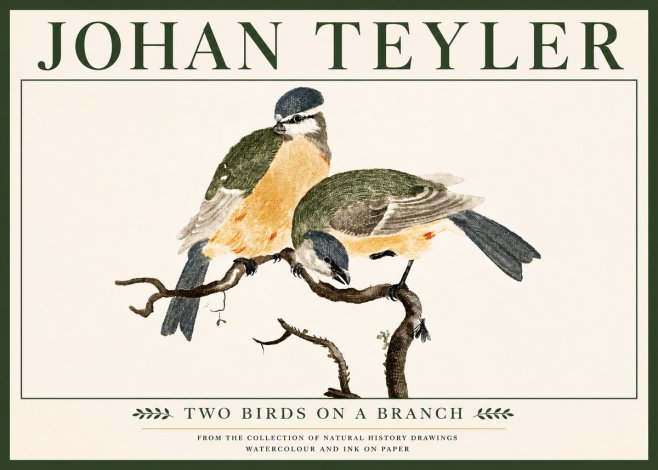Johan Teyler Two Birds on a Branch No5 - Affiche