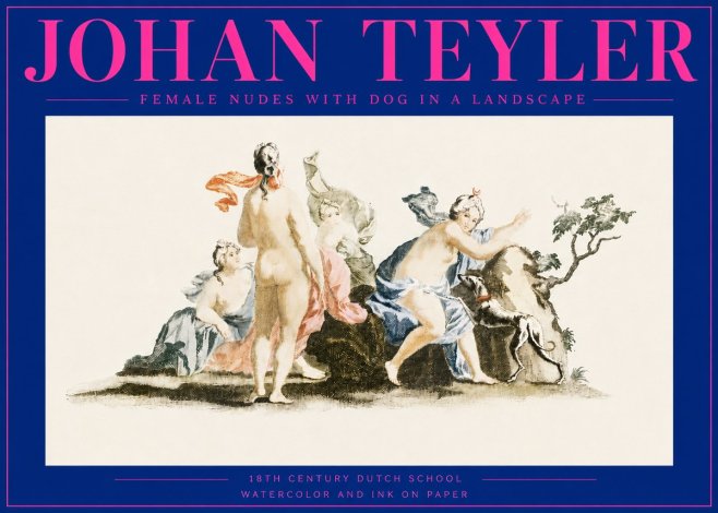 Johan Teyler Nudi Femminili Con Cane in Paesaggio No6 - Affiche