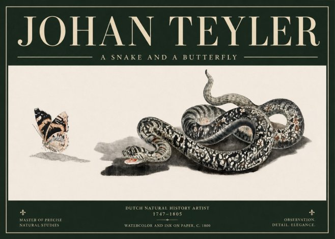 Johan Teyler Snake and Butterfly No5 - Affiche