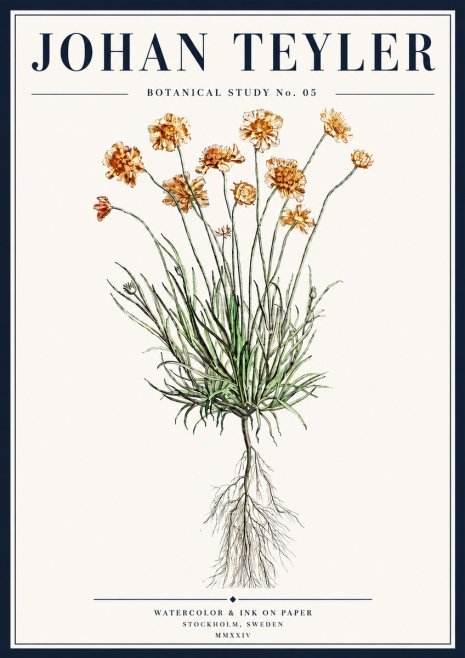 Johan Teyler Botanical Study No. 01 No5 - Affiche