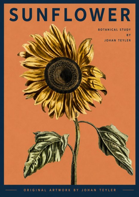 Johan Teyler Sunflower - Botanical Study No3 - Affiche