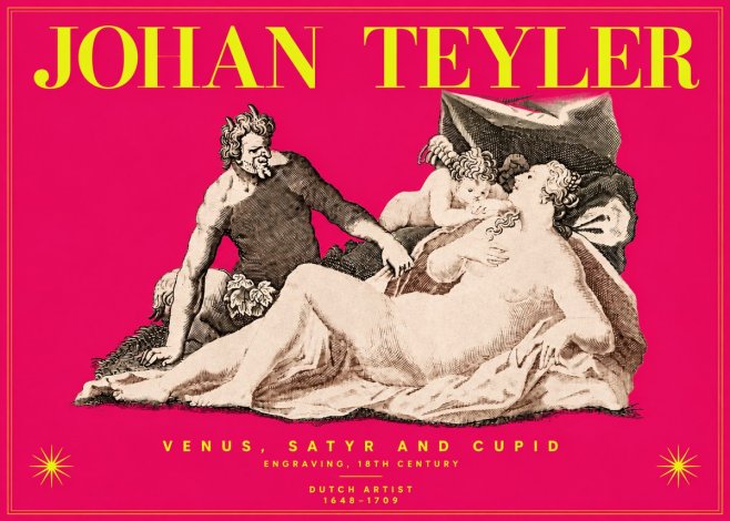Johan Teyler Venus, Satyr and Cupid No4 - Affiche