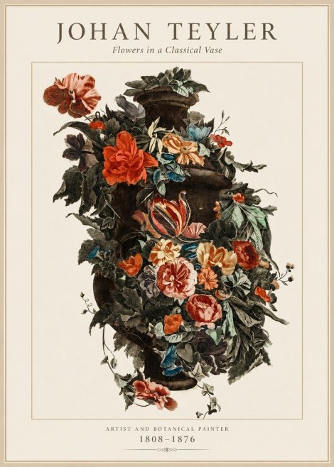 Johan Teyler Flowers in a Classical Vase No1 - Affiche