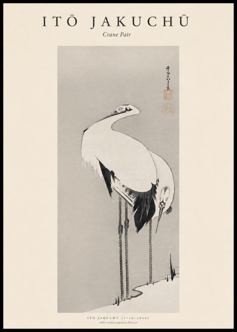 Itō Jakuchū Crane Pair No1 - Affiche