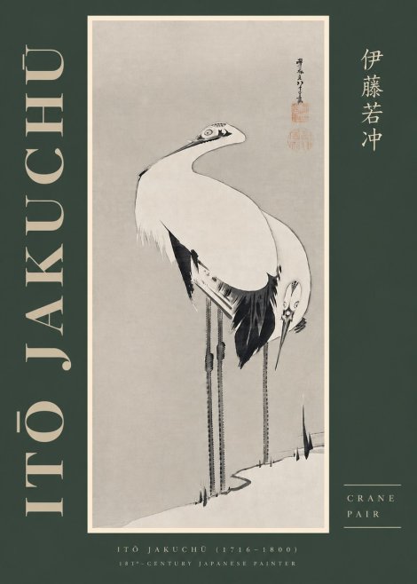 Itō Jakuchū Crane Pair No2 - Affiche