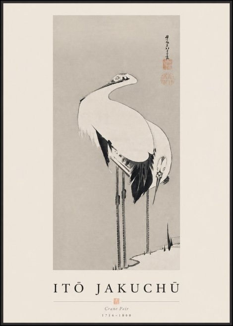 Itō Jakuchū Crane Pair No3 - Affiche