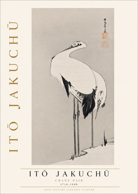 Itō Jakuchū Crane Pair No5 - Affiche