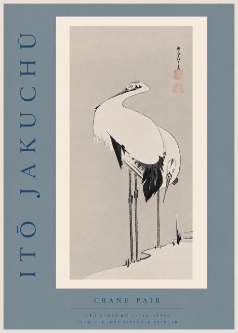 Itō Jakuchū Crane Pair No6 - Affiche